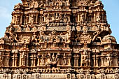 The great Chola temples of Tamil Nadu - The Brihadishwara Temple of Thanjavur. Detail of the tower of the Subrahmanya Shrine a secondary temple in the northwest corner of the temple courtyard. 